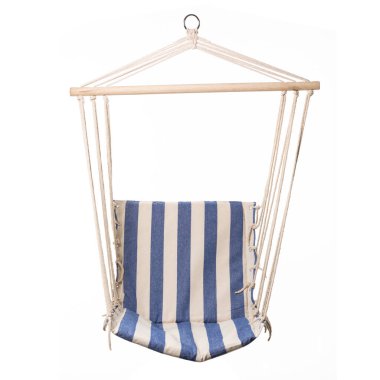 Beyaz arka planda, sandalye şeklinde yeni çizgili hamak, izole et