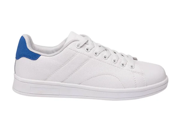 白色皮鞋 蓝色镶嵌 白色底运动鞋 — 图库照片