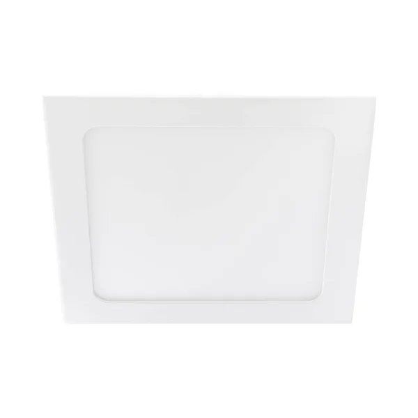 Lampe Led Plate Carrée Blanche Fond Blanc Éclairage Économique Isoler — Photo