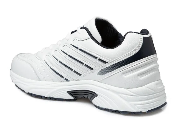 Siyah Aksanlı Beyaz Deri Ayakkabı Şık Spor Ayakkabılar Beyaz Arka - Stok İmaj