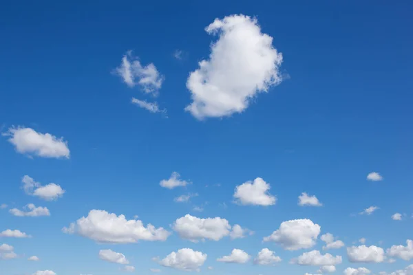 多くの小さな積雲が青い空に対して1つの雲が分離し一般的な計画が — ストック写真