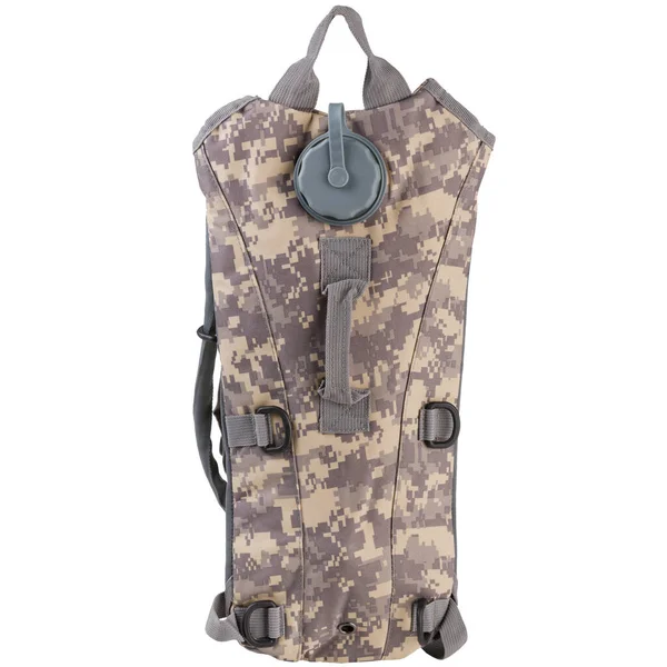 Army Drinking System Soldier Backpack Camouflage Water Tank Hose White — Stok fotoğraf