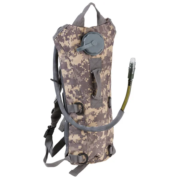 Drinking System Soldier Backpack Digital Camouflage Water Tank Hose White — Zdjęcie stockowe