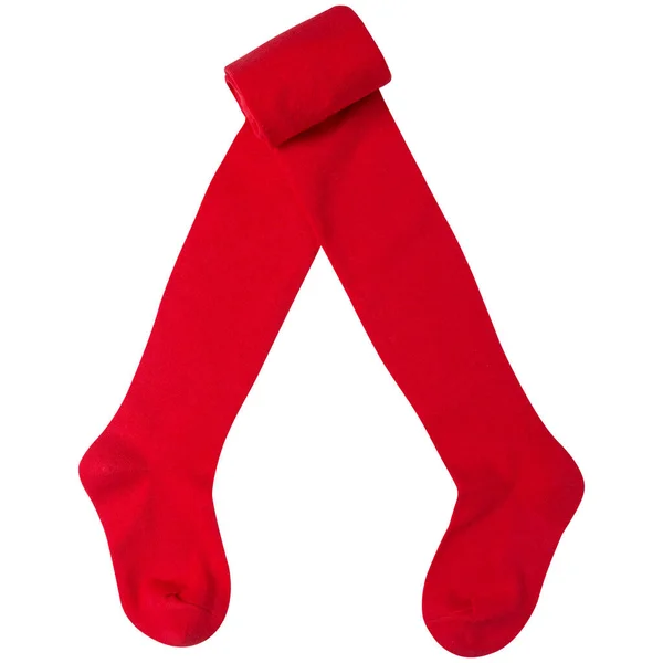 Red Children Tights Half Folded White Background Isolate — 图库照片