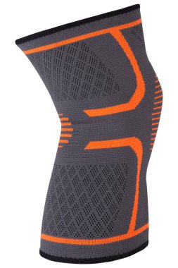 3d sports knee pad with a beautiful design, to support and protect the knee joint, on a white background, reverse side, isolate