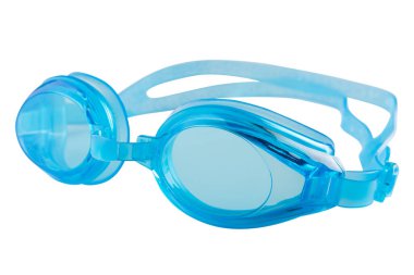 cyan goggles for swimming in the pool or in open water, classic shape, on a white background, isolate