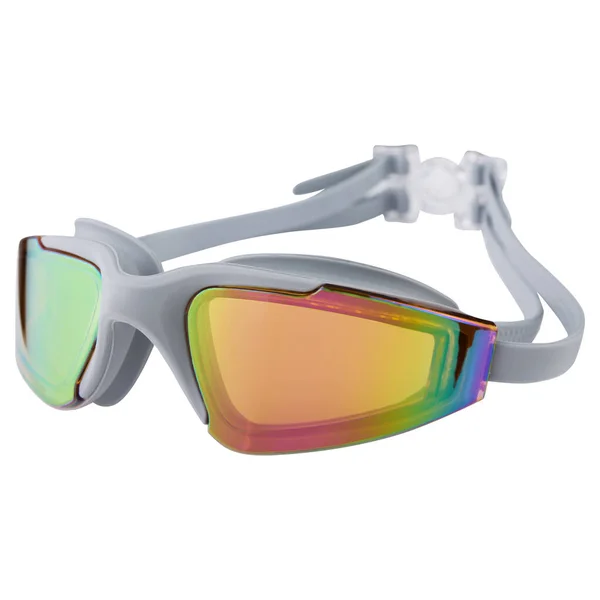 Goggles Swimming Large Mirror Glasses White Background Isolate — Stock fotografie