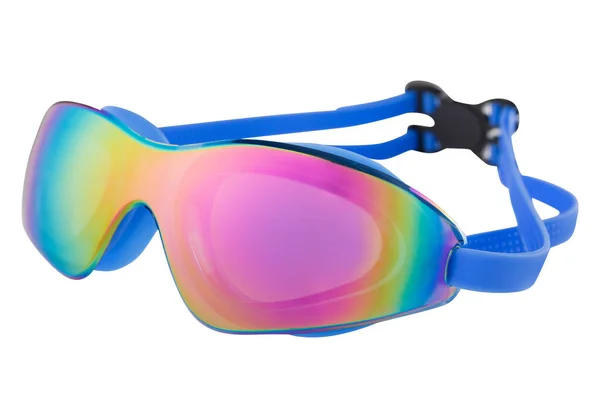 Swimming Goggles Mirrored Lenses Blue Silicone Straps Open Water Swimming —  Fotos de Stock