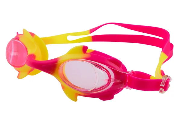Children Bright Multi Colored Glasses Swimming Interesting Design White Background — Stock fotografie