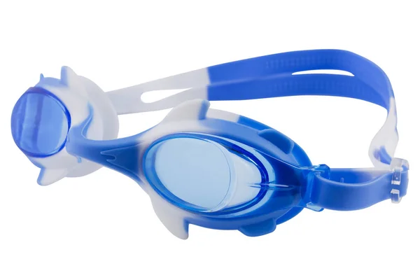 Children Blue White Goggles Swimming Interesting Design White Background Isolate — Stok fotoğraf