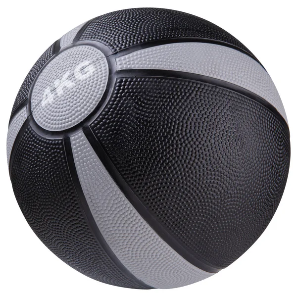 Black Medicine Ball Weighing Four Kilograms Gray Stripes Exercise Therapy — Stockfoto