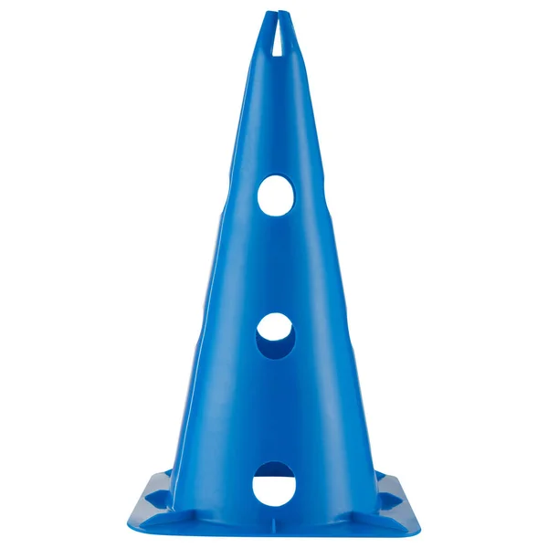 Tall Blue Sports Cone Stands White Background Isolate — Foto Stock