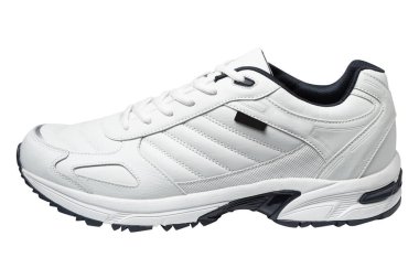 Beyaz arka planda beyaz bir spor ayakkabı, koşu için spor ayakkabıları, izole