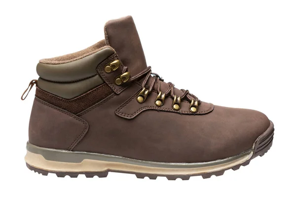 Brun Nubuck Läder Hög Stövel Varje Höst Eller Vinter Skor — Stockfoto