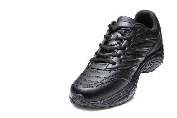 Single Black Sneaker Motion Concept White Background Isolate — Stock Photo, Image