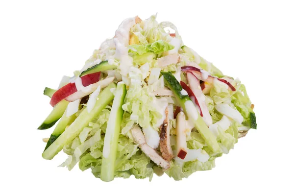 Salada Vegetal Repolho Com Frango Maçã Verduras Cruas — Fotografia de Stock