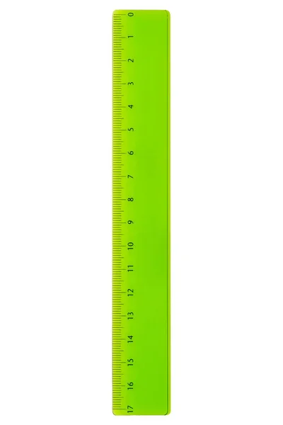 Green Ruler Left Handers Scale Measurements Right Left Zero Centimeters — Stock Photo, Image