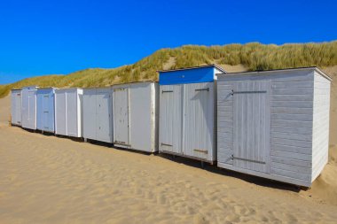 Little beach cabins at North Sea