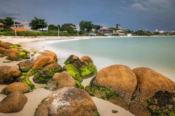 Beach Boats Sailboats Jurere Internacional Long Exposure Image Florianopolis Brazil — ストック写真