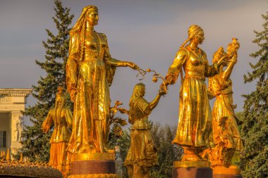 VDNKh 'daki Uluslar Çeşmesi Tüm Rusya Sergi Merkezi, Moskova, Rusya