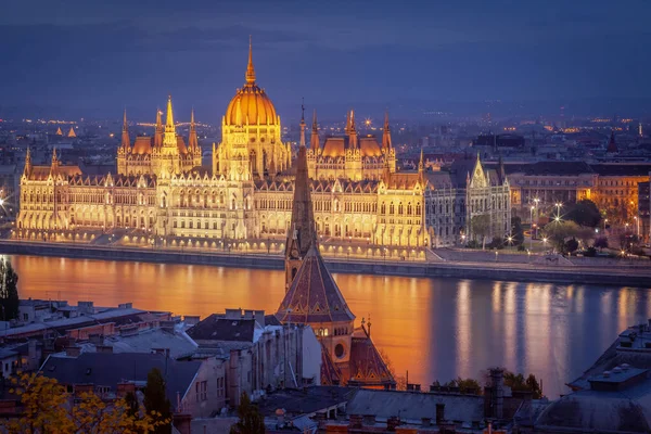 Hungarian Parliament Night Budapest Hungary — ストック写真