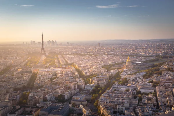 Paris Eiffel Tower Invalides Tour Montparnasse Sunset France — Stock Photo, Image