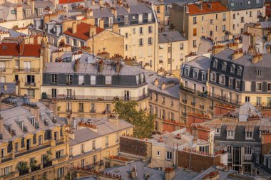 Montmartre parisian roofs at golden sunrise Paris, France