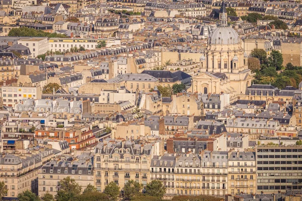 Quarter latin parisian roofs and domes at golden sunrise Paris, France