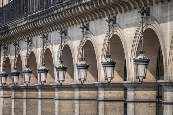 Street Light Lamps Pattern Row Architectural Archs Paris France — Foto de Stock