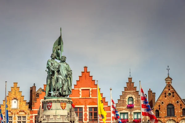 Bruges Market Square Flemish Architecture Monument Belgium — стокове фото