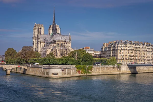 Notre Dame Cathedral Paris Seine River France — 스톡 사진