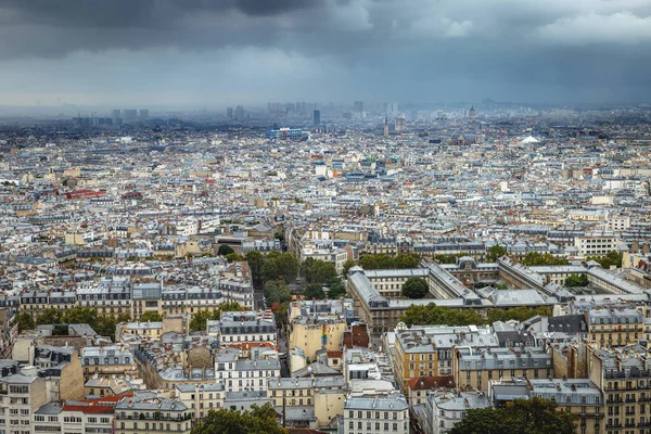 Panoramic View Paris Sacre Couer Montmartre Dramatic Storm Clouds Sky — Photo