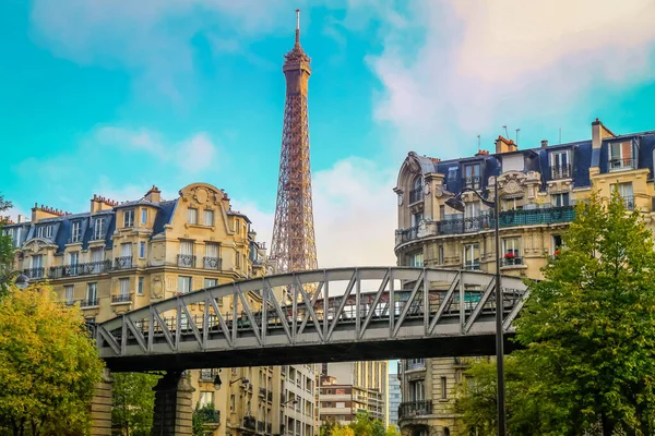 Eiffel Tower View Trocadero Gardens Sunny Day Paris France — стокове фото