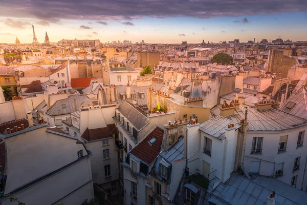 Eiffel Tower View Montparnasse Dramatic Sunset Paris France — Photo