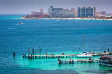 Tropical paradise: Cancun idyllic caribbean beach from above, Riviera Maya, Mexico