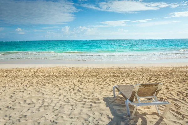 Tropical paradise: Cancun idyllic caribbean with beach chair, Riviera Maya, Mexico