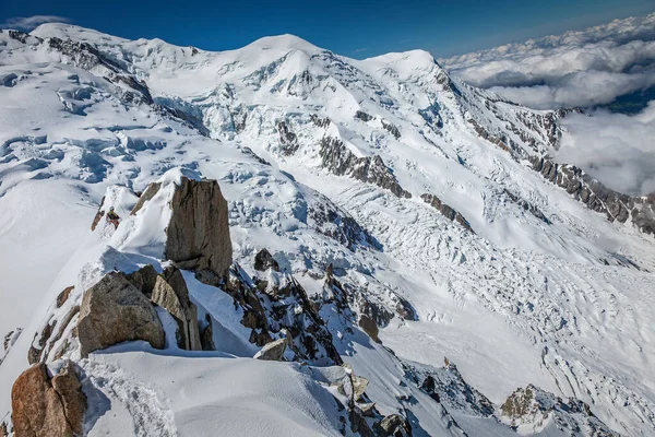 Mont Blanc Massif ice cap in Haute Savoie, Chamonix, French Alps, Eastern France