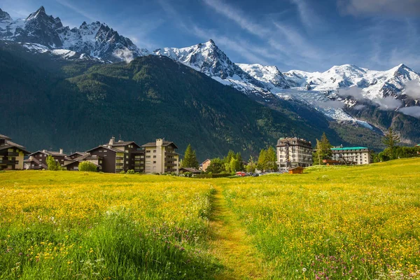 Chamonix Village Mont Blanc Massif Haute Savoie French Alps France — Stockfoto