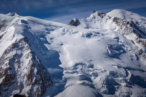 Mont Blanc Massif ice cap in Haute Savoie, Chamonix, French Alps, Eastern France