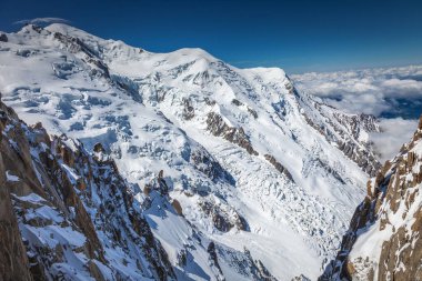 Mont Blanc Massif ice cap in Haute Savoie, Chamonix, French Alps, Eastern France