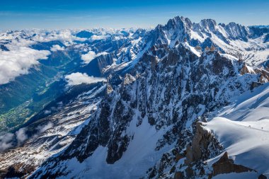 Mont Blanc Massif ice cap in Haute Savoie, Chamonix, French Alps, Eastern France