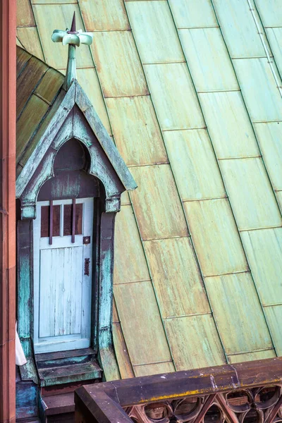 Strasbourgs Attic Door Closed Gothic Cathedral Alsace Eastern France — Fotografia de Stock