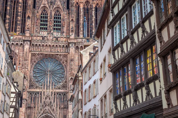 Strasbourg Notre Dame Gothic Cathedral Ornate Portal Alsace Eastern France — Stock Fotó