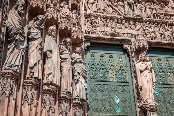 Strasbourg Notre Dame Gothic Cathedral Ornate Portal Alsace Eastern France — Stock Fotó