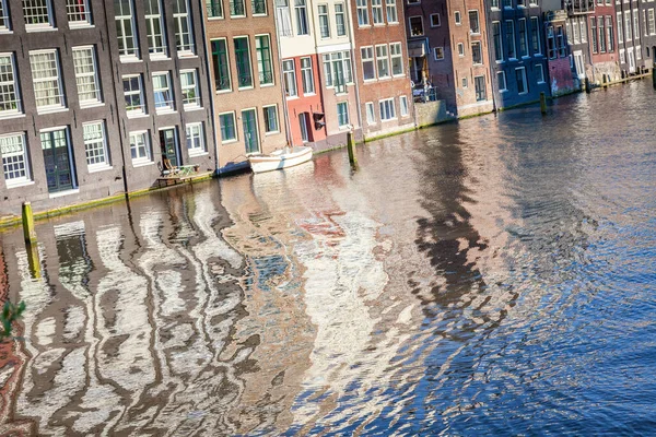 Amsterdam Canal Houseboats Dutch Architecture Sunrise Netherlands — ストック写真