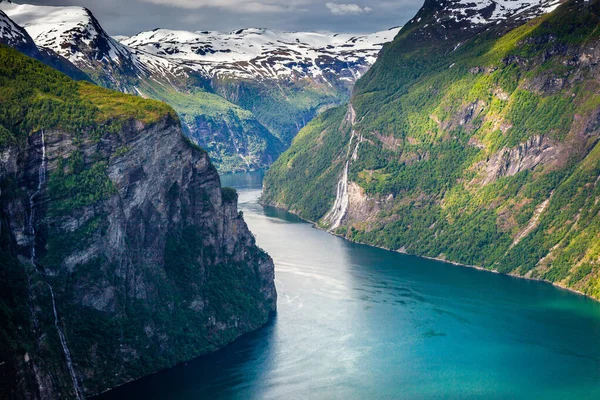 Gieranger Fjord Seven Sisters Waterfalls More Romsdal Norway Northern Europe — Zdjęcie stockowe