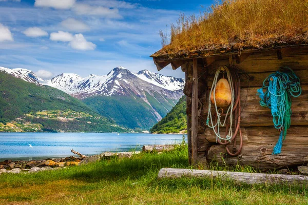 Geiranger Fjord Village More Romsdal Wooden Barn Norway Northern Europe — Stock Photo, Image