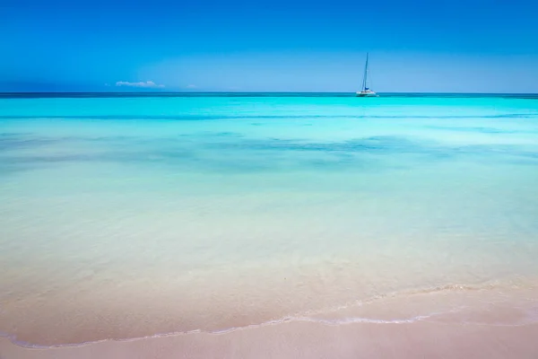 Tropical Paradise Idyllic Caribbean Beach Sailboat Punta Cana Dominican Republic — Fotografia de Stock