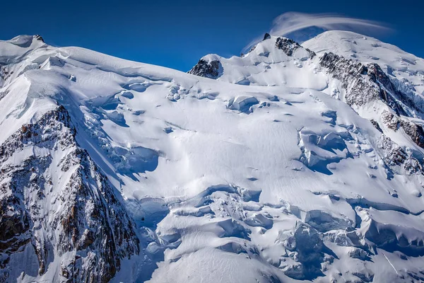 Mont Blanc Massif ice cap in Haute Savoie, Chamonix, French Alps, Eastern France