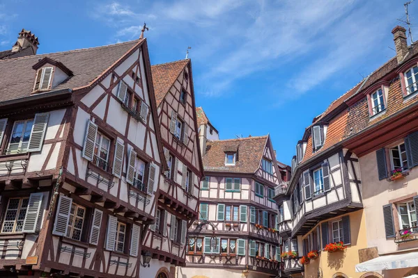 Colmar beautiful alsatian architecture at springtime with flowers, Eastern France